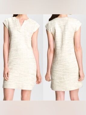 Kate Spade “Helene” gold metallic tweed brocade shift dress